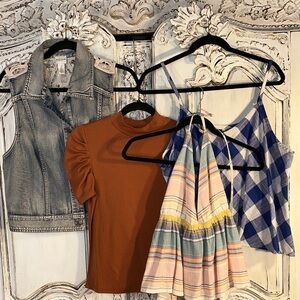 Curated Boho  Clothing Set with Denim Vest and Tops